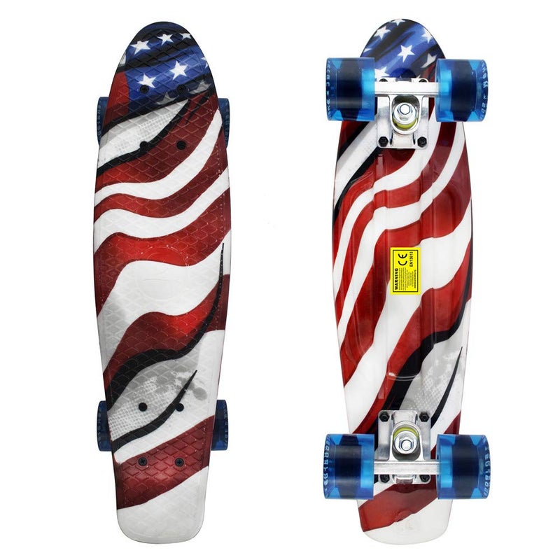 Meketec Skateboards Kids Mini 22 inch Cruiser Beginner Skateboard Boys Board for Girl Youth Children Toddler Teenagers Adults Patinetas Dog (American Flag) - Image 2
